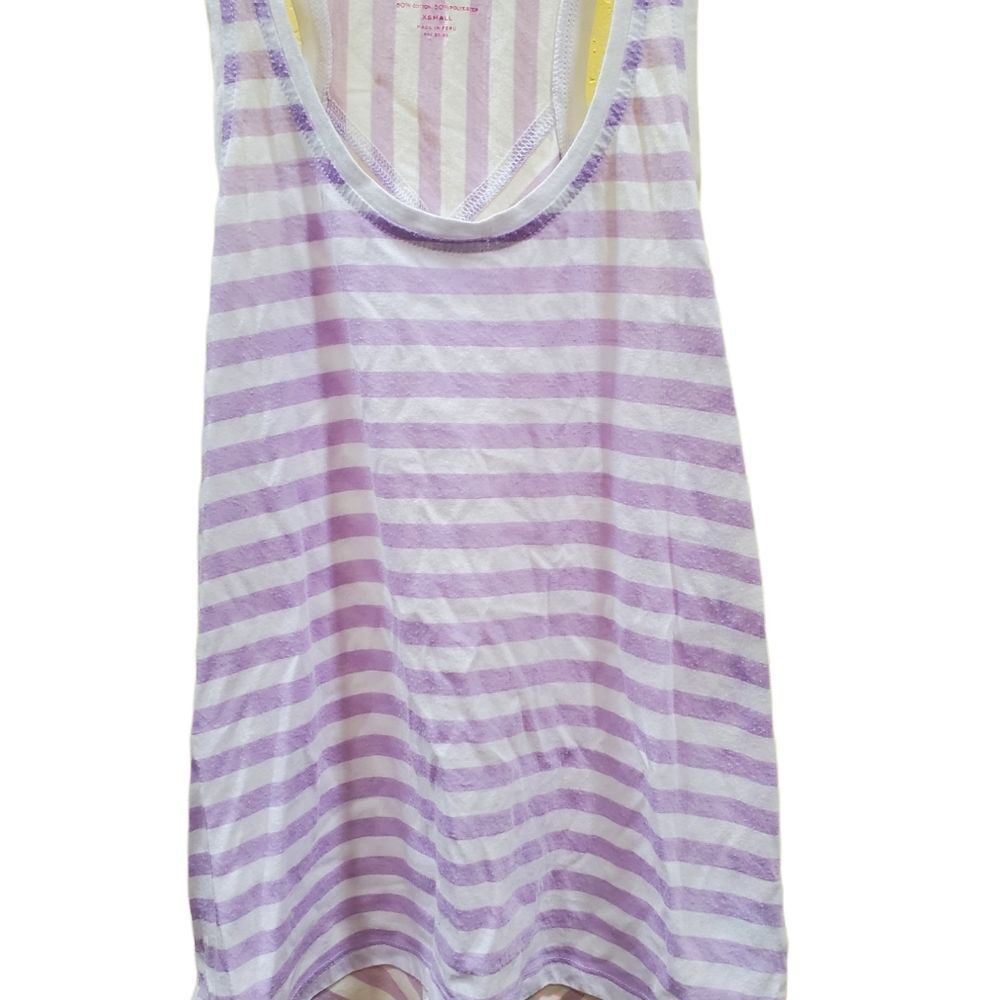 Lilly Pulitzer Womens XS Striped Racerback Tank Purple White Cotton Blend